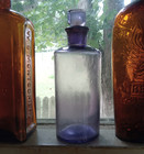 1880 Amethyst 3 Pc Mold 5  Apothecary Drugstore Bottle With Original Stopper