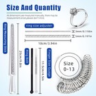 Ring Sizer Measuring Tool Kit Metal Mandrel Finger Gauge Sizing Silver
