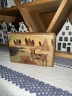 Japanese Vintage Inlaid Wood Puzzle Box Deer Trees Scene