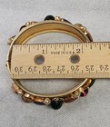 Vintage Jewelry Set Bracelet Earrings Art Glass Faux Pearl Hinged Gold Tone