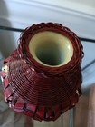 Vintage Handicrafts Lacquered Bamboo Small Weaved Vase - Made In China 7 5 