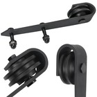 12ft Double Antique Black Steel Sliding Barn Door Hardware Kit Track System Set