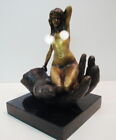 Art Deco Style Statue Sculpture Pin-up Naked Art Nouveau Style Bronze Signed