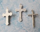 Set Of 3 Larger Ornate Crucifixes For Rosary Parts Or Pendants italy
