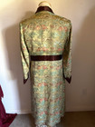 Men   s Smoking Jacket Oriental Gold brown Silk Scenic Brocade Belted Robe Lounge