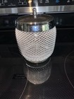 Vintage Ice Bucket With Lid  Glass And Metal Wire Mesh   Mid Century Modern  