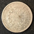 1875-a France 5 Five Francs World Silver Coin Hurcules 
