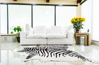 Zebra Print Cowhide Rug Authentic Brazilian Hide Hair On Leather Area Rug