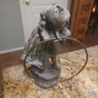 Vintage Fillette Au Cerceau French Spelter Girl With Hoop Statue Art Nouveau Cs