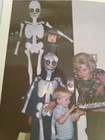Vintage Original Snapshot Photo 1960 s Halloween Skeleton Costume Decor Child