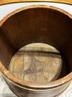 Large Antique Primitive Wood Firkin Bucket  W handle  12 x11  No Lid
