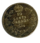1910 Canada 10c Ten Cents Silver Coin Dime
