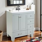 30  Blue Grey Bathroom Vanity With Ceramic Sink  Soft-close Drawers  Wood Frame