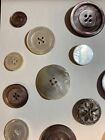 Vtg Mop Button Lot 28 Mother Of Pearl Shell Black Glass Carved Mix Under 2 Each