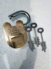 20 Levers Brass Handmade Lock Functional Vintage Heavy Duty Padlock With 3 Keys