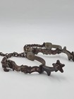Antique Western Cowboy Spurs Pair Hand Engraved Red Inlay Steel W  Chains