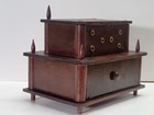 Antique Two Tier Wooden Sewing Thread Holder Box Pin Cushion Shaker Type