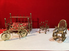 Vintage Dollhouse Furniture Brass metal Bicycle-rocking Chair-bed-cradles