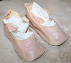 Antique Lot Of 2 Pr Oilcloth Shoes For Bisque   Other Dolls Pink   White As Is
