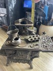 Cast Iron Wood Cooking Stove   Pots   Pans Antique Crescent Toy  13    Across