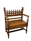 Antique Tiger Oak Aesthetic Stick Ball Style Victorian Hall Bench Eastlake 1890
