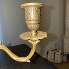 Pair Of Triple Arm   antique French Sculptural Gilt Bronze Footed Candelabras