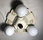 Antique Porcelain Light Art Deco Ceiling Flush Vtg Ceramic Fixture Usa  h83