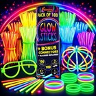 Ammy Glow Glow Sticks  205 Pcs Kit  Bulk Party Pack-100 Pack Glow Sticks With Co