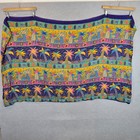 Vintage 80s 90s Australia Beach Sarong Fabric Tropical Palm Tree Ken Done Vibes