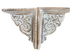 Pair Of Distressed Shabby White Wood Corbels Shelf Brackets