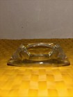 Vintage 4 75   square Thick Clear Glass Cigarette cigar Ashtray W  4 Rests