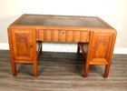 French Oak Antique Art Deco Desk With Key