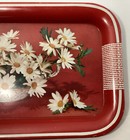 Vintage Mcm Red Daisy Rectangle Metal Serving Tray Mid Century Modern