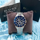 Bulova Men s Marine Star 98b400 Blue Dial Chronograph Quartz Watch 41 5mm