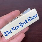 Vintage The New York Times Nyt Newspaper Advertising Metal Clip Blue Lettering