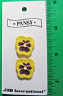  2  Vintage Jhb 3 4  Yellow Purple Floral Pansy Plastic Shank Novelty Buttons-j2