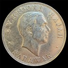 1927 Sarawak 50 Fifty Cents Rajah Charles Vyner Brooke Borneo Silver Coin