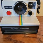 Vintage Polaroid One Step Land Camera With Flash Untested Rainbow Stripe