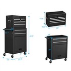 2 In 1 Rolling Tool Box Cabinet Storage Chest Box Garage Toolbox Organizer Black