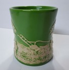 M  Cornell John Deere Green Ceramic Coffee Mug Raised Plow Horse Farm Scene