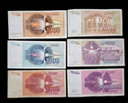 Yugoslavia Nikola Tesla 6 Banknote Set Includes 1000s  5 Million  10 Billion