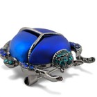 Iridescent Blue Glass Scarab Beetle Brooch Pin Egyptian Ra Insect Bug R1