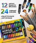 Complete Acrylic Paint Set     24   Rich Pigment Colors     12x Art Multi Color