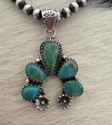 Kingman Turquoise Blue Green Large Sterling Silver Statement Naja Concho Pendant