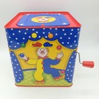 Vintage Schylling Tin Musical Wind Up Jack In The Box Circus Clown Jester Works