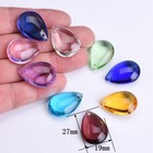 5pcs Teardrop Shape 27x19mm Crystal Glass Top Drilled Pendants Loose Beads