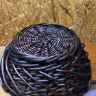 Wicker Basket Set Of 2 Oval  1 With Handle  Rustic Farmhouse Brown black 10 In