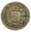 1866 Peru     Sol Silver 0 900 Coin