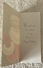 Unused Christmas Santa Wave From Side Red Mitten Vtg Greeting Card 1950s 1960s