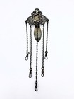 Antique Sterling Silver Gorham Figural Knight Chatelaine Clip W  5 Chains